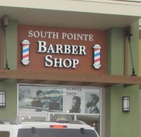 Store front for South Pointe Barber Shop